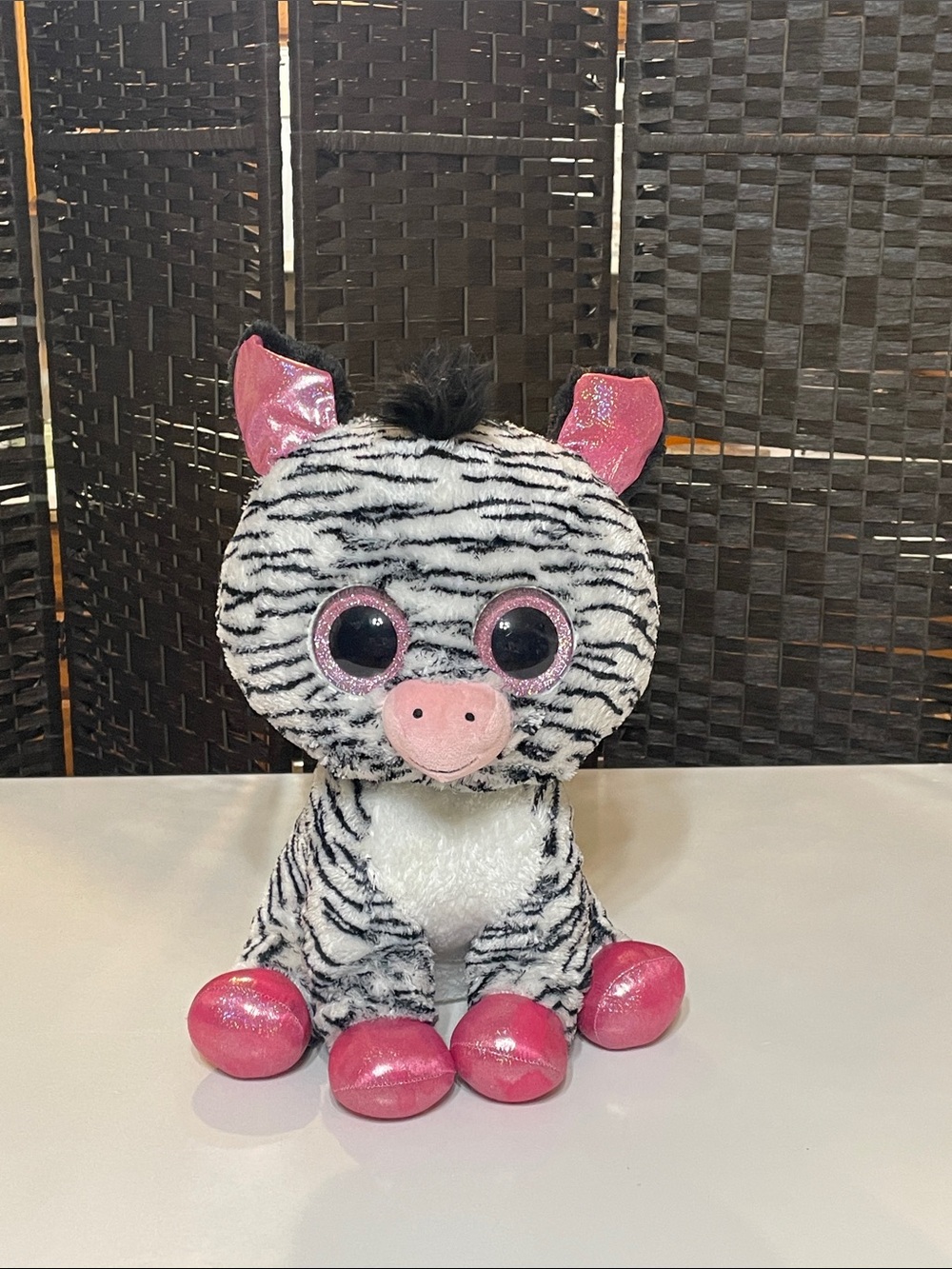 Izzy the Zebra Stuffed Animal with Pink Accents -Kids plushie Great condition